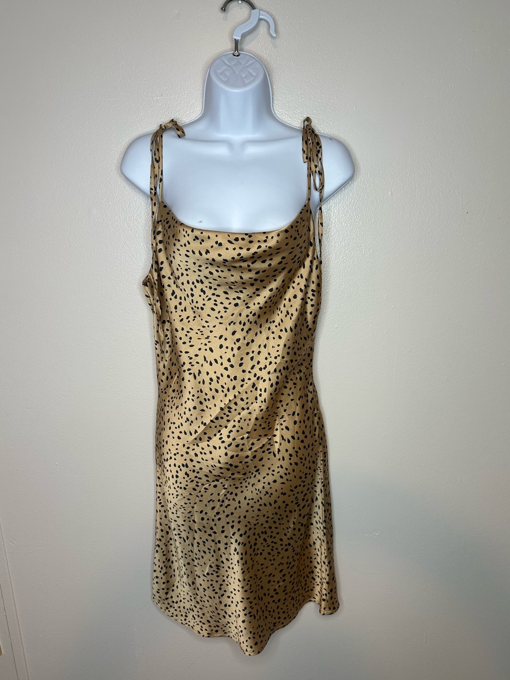 In Loom Gold Tan Cheetah Mini Dress Size S Cowl Neck Party Cocktail